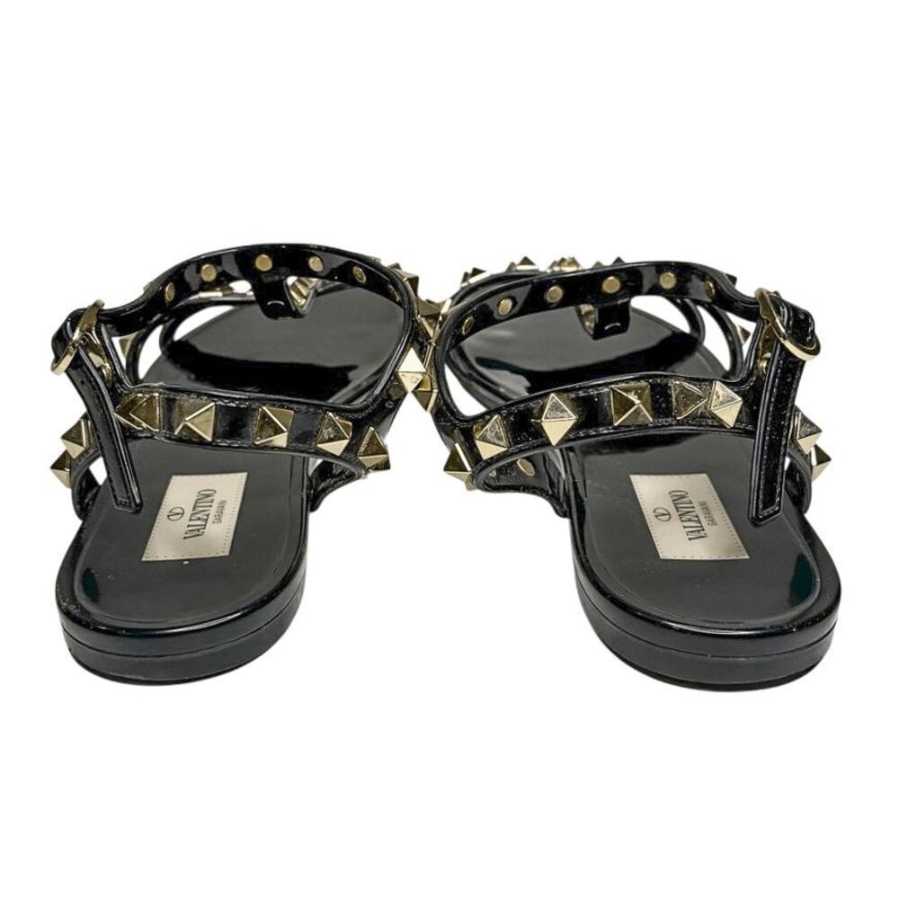 Valentino Garavani Rockstud Jelly Gladiator Sandals EU 38 Black PVC Studded Flat - Picture 8 of 10